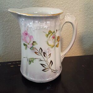Rose Vintage German Ceramic Floral Pattern Pitcher